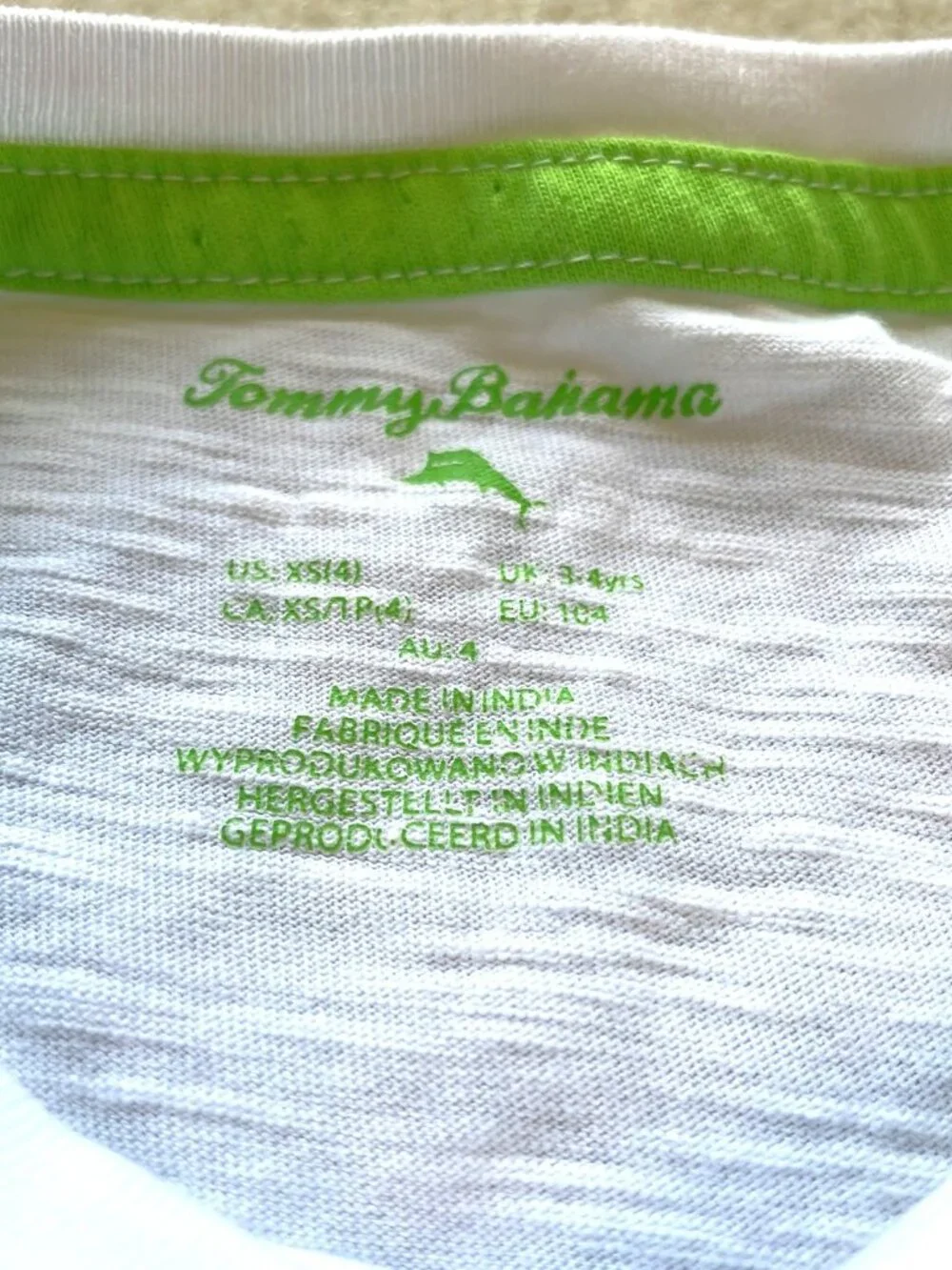 Tommy Bahama T-Rex Dinosaur Headphone White Shirt Boys Size 4 Extra Small